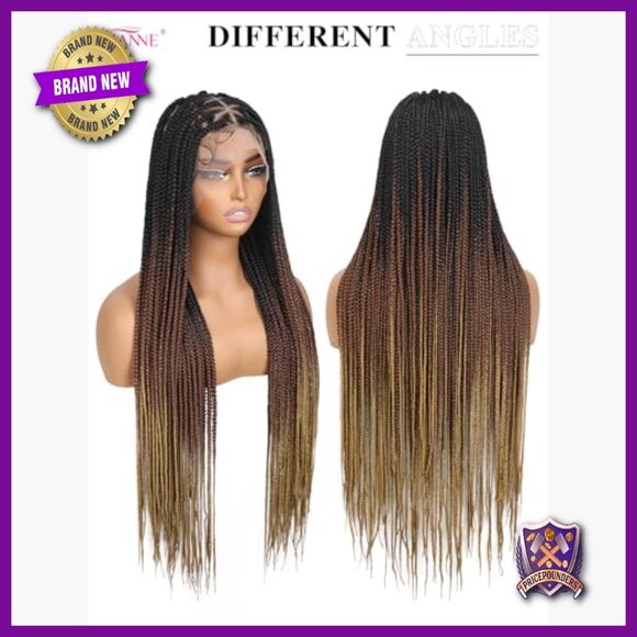 Full Lace Synthetic Box Braid Wig Knotless Braided with Baby Hair 32 Inch
